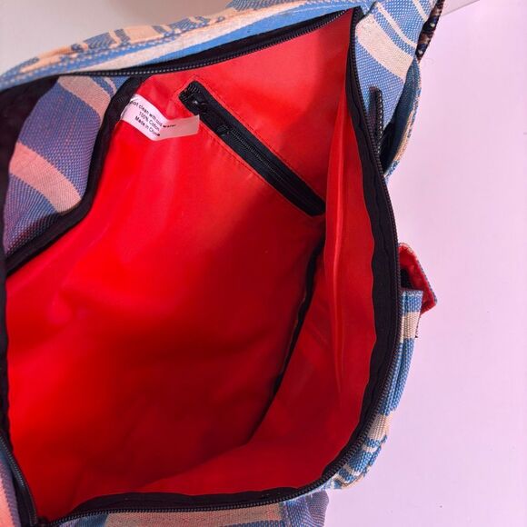 Kavu Blue and Cream Striped Sling Backpack Bag - Picture 7 of 8